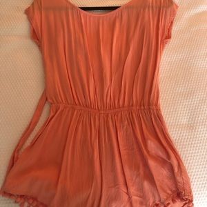 Orange Romper with Pom Poms
